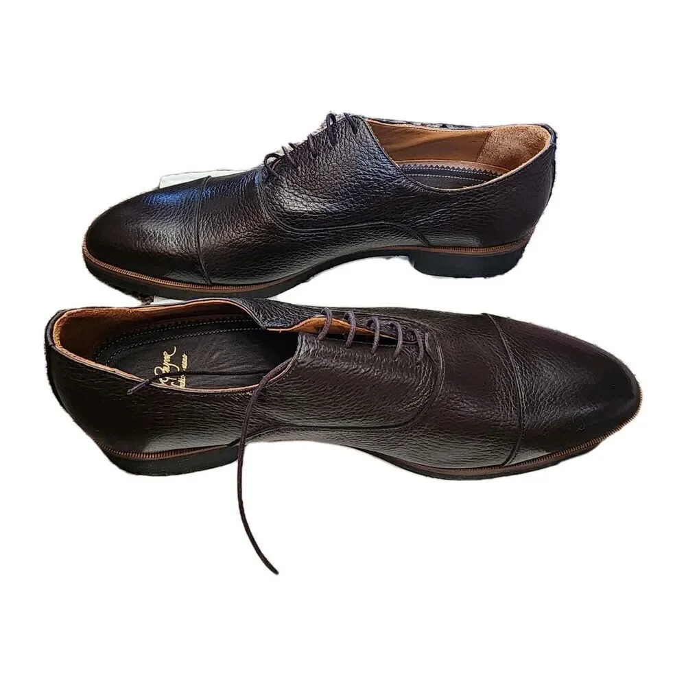 Alan Payne Bern Oxfords Genuine Deerskin Leather Brown Mens Size 11.5 Cap Toe